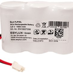 Akku ESYLUX für SLA FLP/GL NiCd, 3.6V/1800mAh, Kabel 230mm, 65×20×45mm