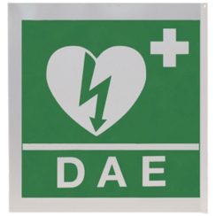 Defibrillator-Hinweisschild, Wandmontage, Metall, Grösse 35x36cm