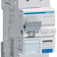 FI/LS-Schalter Hager 1P+N 6kA C 16A 30mA Typ A QuickConnect