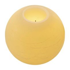 Round Candle ivory 1LED ww D12xH9.3cm, 3xAAA - Timer 5/19