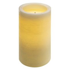 Flat Candle M, ivory 1LED ww D10x18cm 3xAAA - Timer 5/19