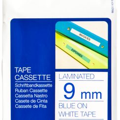 Schriftbandkassette Brother TZe-223 9mmx8m, weiss-blau