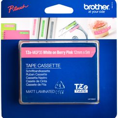 Schriftbandkassette Brother TZe-MQP35 12mmx5m, weiss-rosa