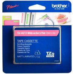 Schriftbandkassette Brother TZe-MQP35 12mmx5m, weiss-rosa