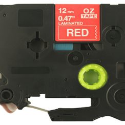 Schriftbandkassette kompatibel zu OZE-435, 12mmx8m, rot-weiss