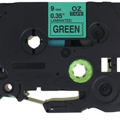 Schriftbandkassette kompatibel zu OZE-721, 9mmx8m, grün-schwarz