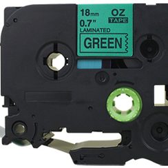 Schriftbandkassette kompatibel zu OZE-741, 18mmx8m, grün-schwarz