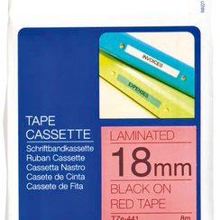 Schriftbandkassette Brother TZe-441 18mmx8m, rot-schwarz