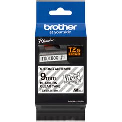 Schriftbandkassette Brother TZe-S121 9mmx8m, transparent-schwarz