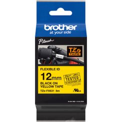 Schriftbandkassette Brother TZeFX,12mm×8m, gelb-schwarz