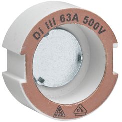 Schraubpasseinsatz DIII E33 500V aus Keramik 63A nach DIN 49516 Kupfer